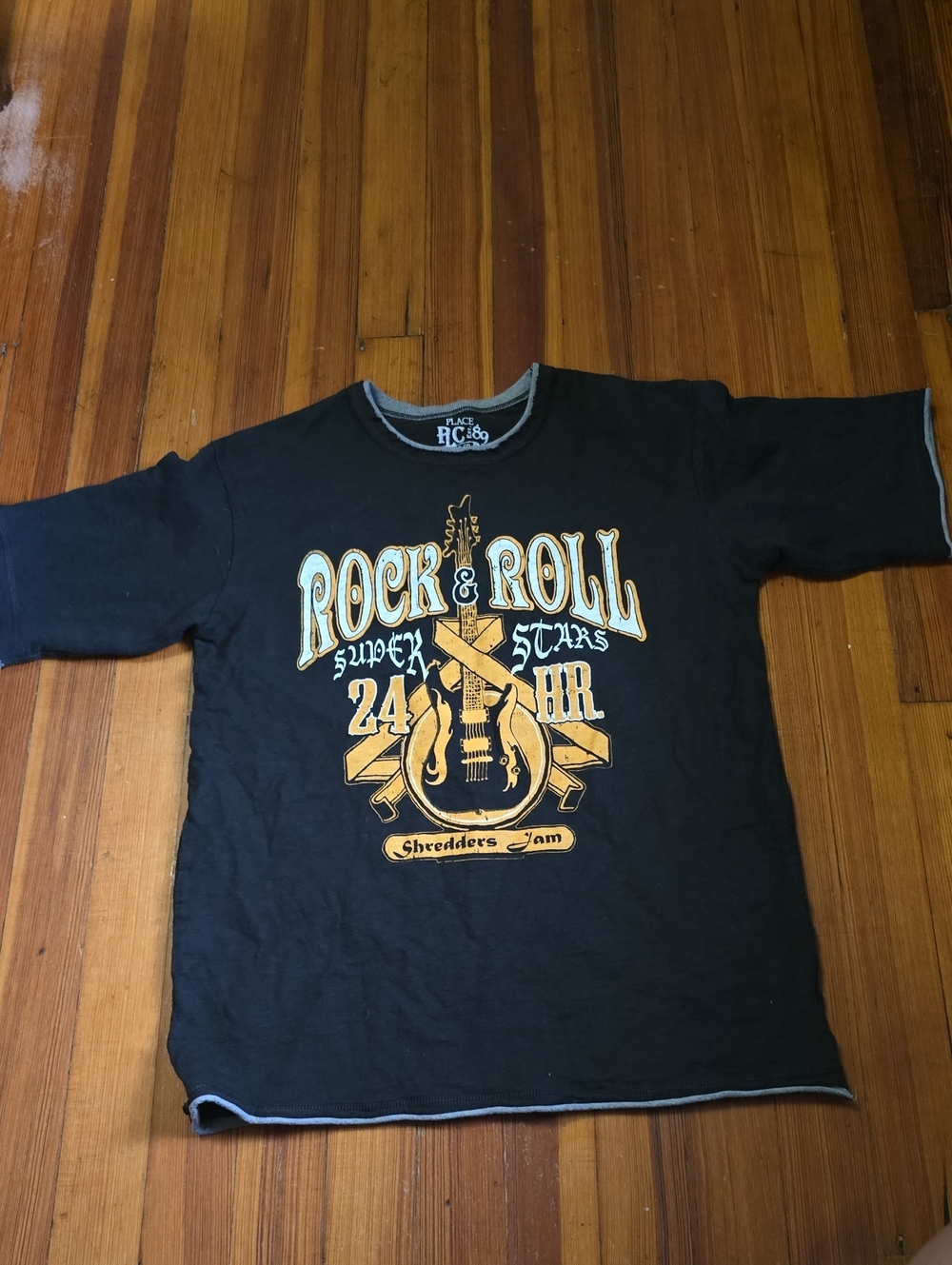 The Children's Place Black Rock & Roll Graphic Tee with Yellow Print